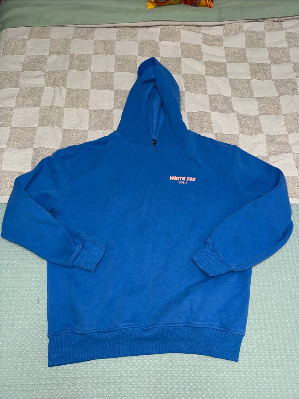 White Fox Boutique Offstage Front Hoodie Azure Blue Vol 3 Logo Pullover M L
